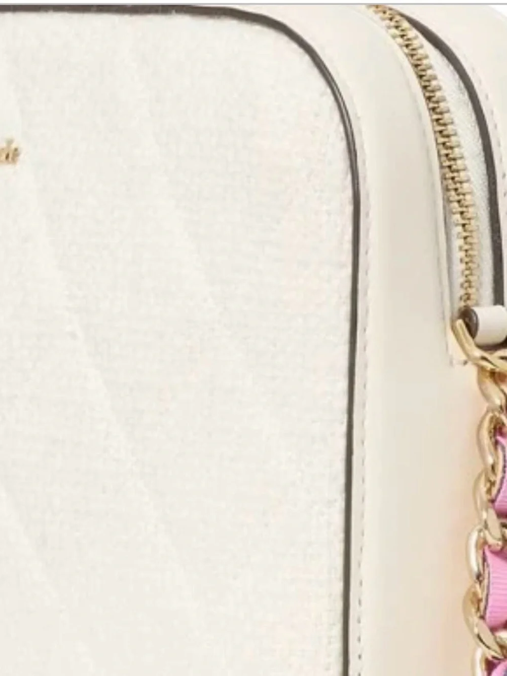 Kate Spade White Quilted tweed Crossbody with Pink and navy chain strap